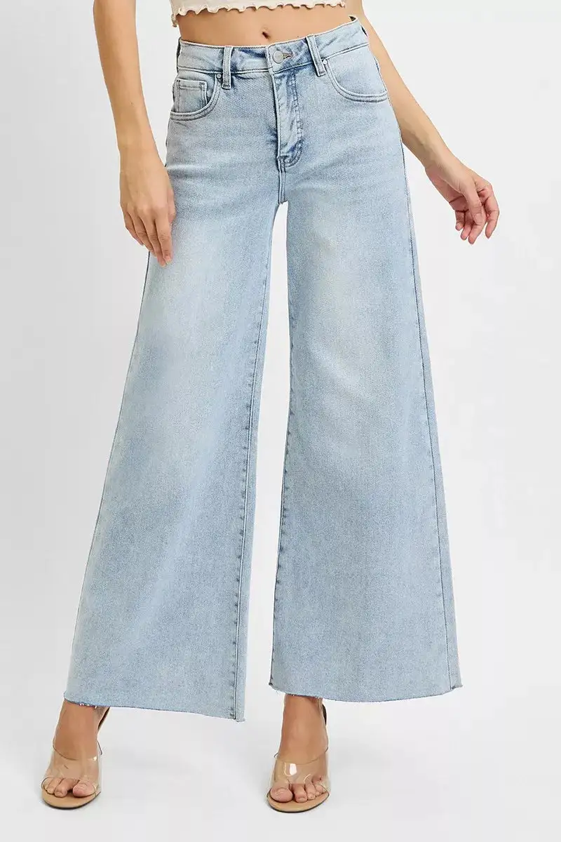 Full Size High Rise Ankle Wide Palazzo Jeans Plus Size