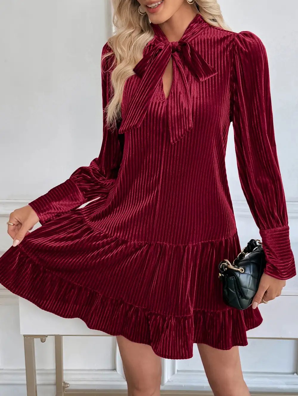 Retro Hot Sale Velvet Mini Dress