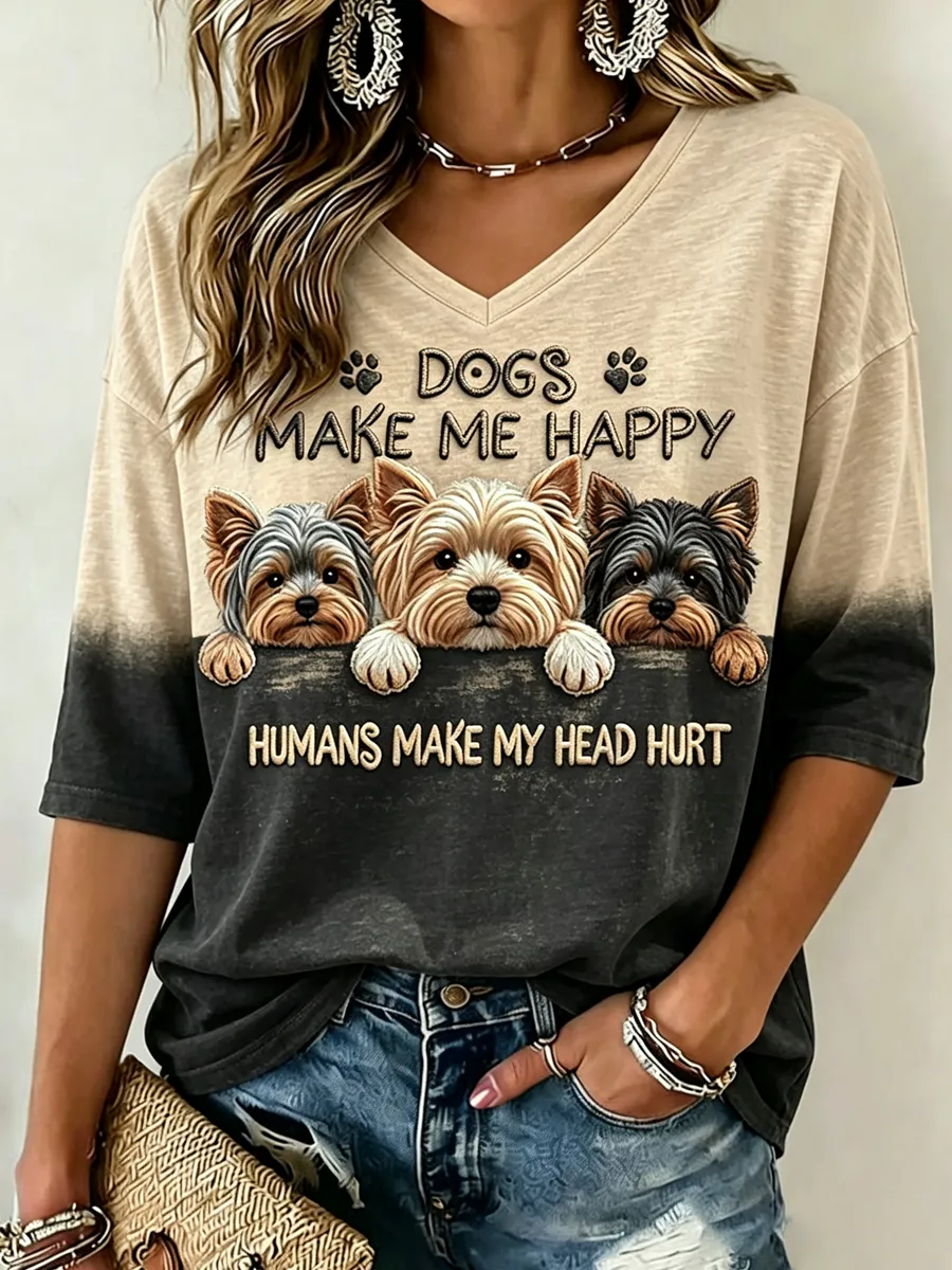 Women'S Casual Pet Dog Print Top