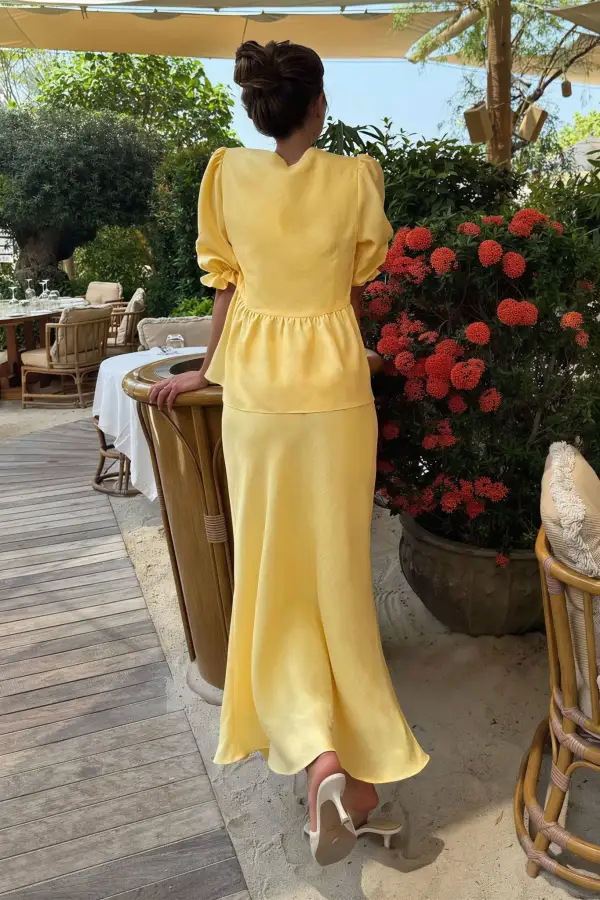 Polished Cotton Blend Ruffle Drawstring Set