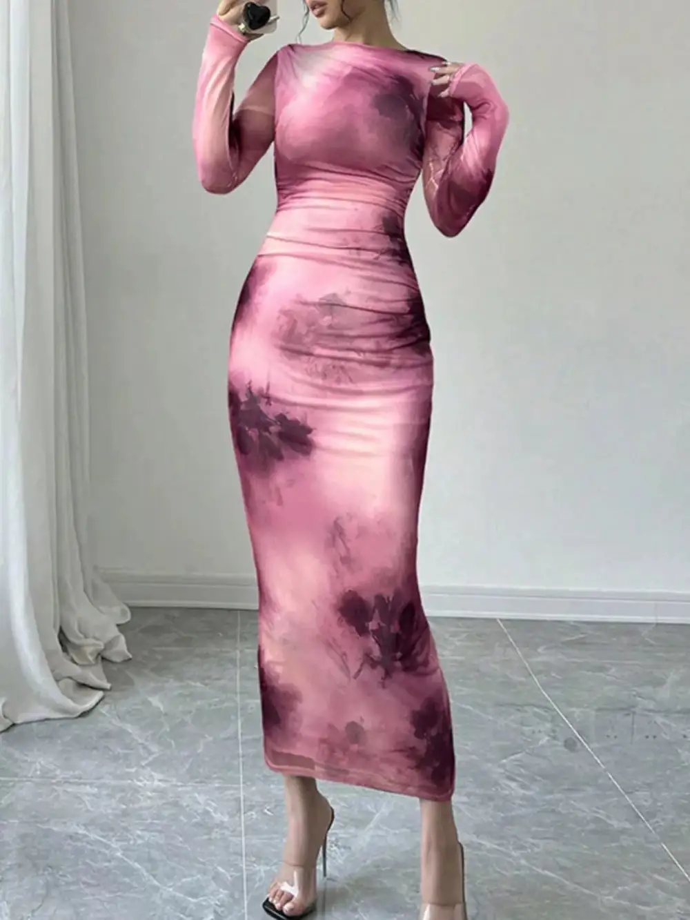 Relaxed Tie Dye Bodycon Maxi Dress