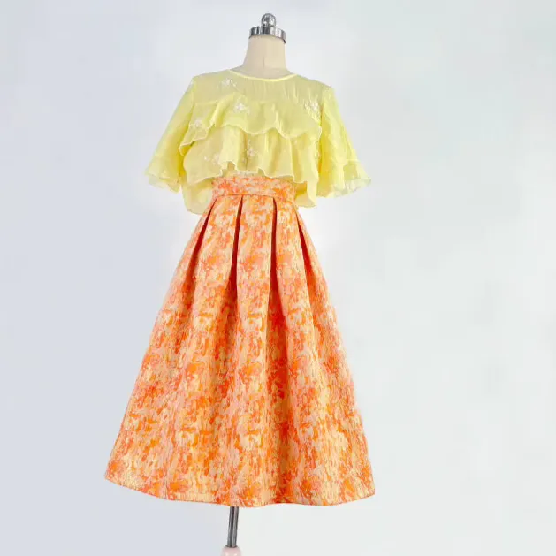 Polished Picnic High Waist Skirt