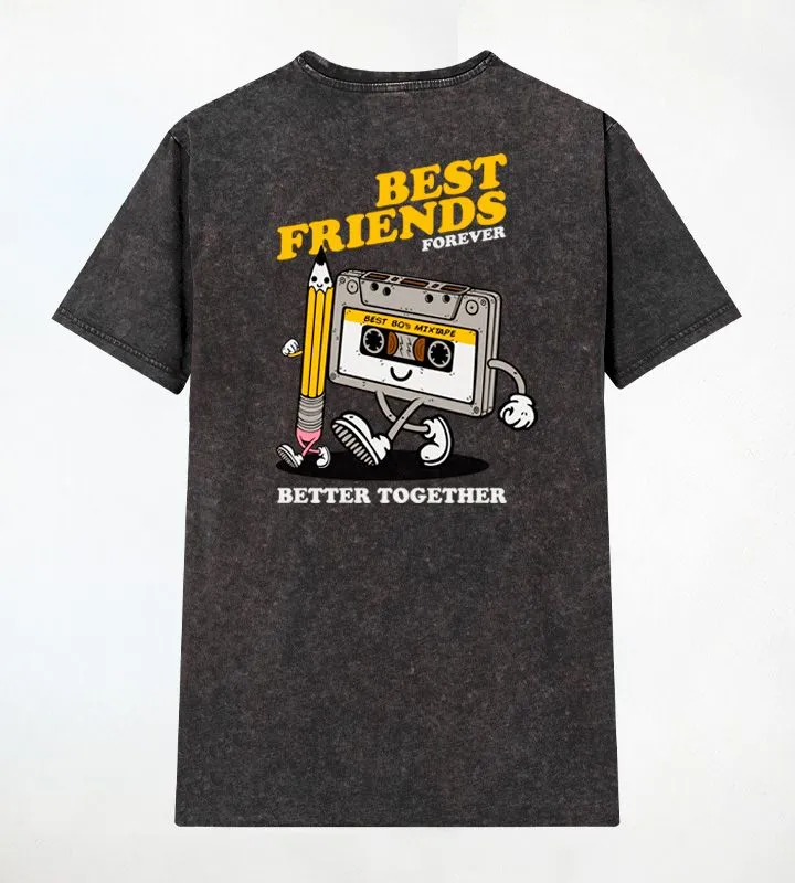 Best Friends Pattern Crew Neck T-Shirt
