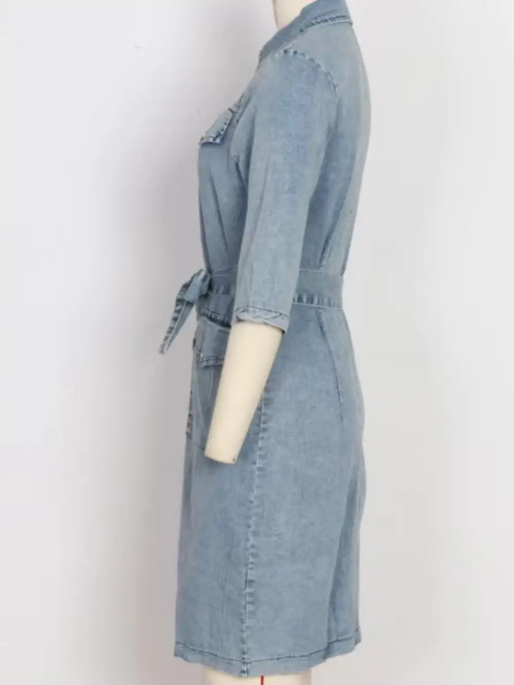 Short-Sleeve Denim Casual Dress