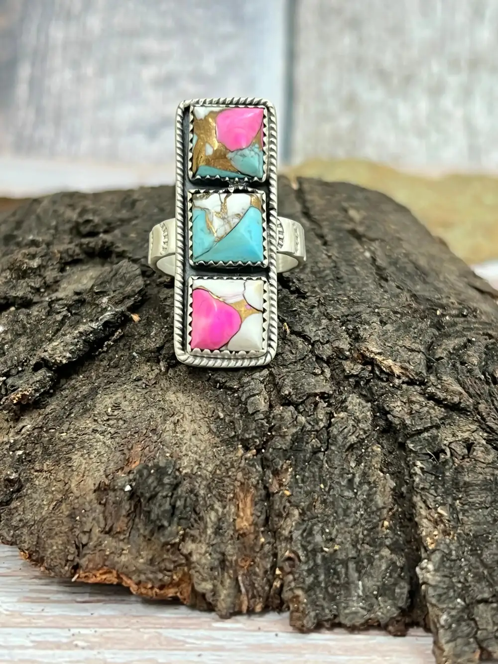 Adjustable Statement Turquoise Sterling Silver Classic Ring