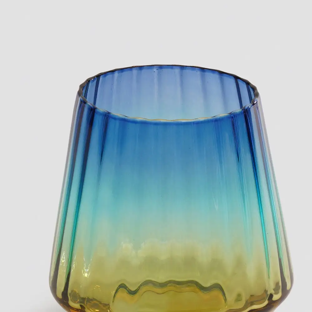 Blue Ribbed Drinking Glass Set