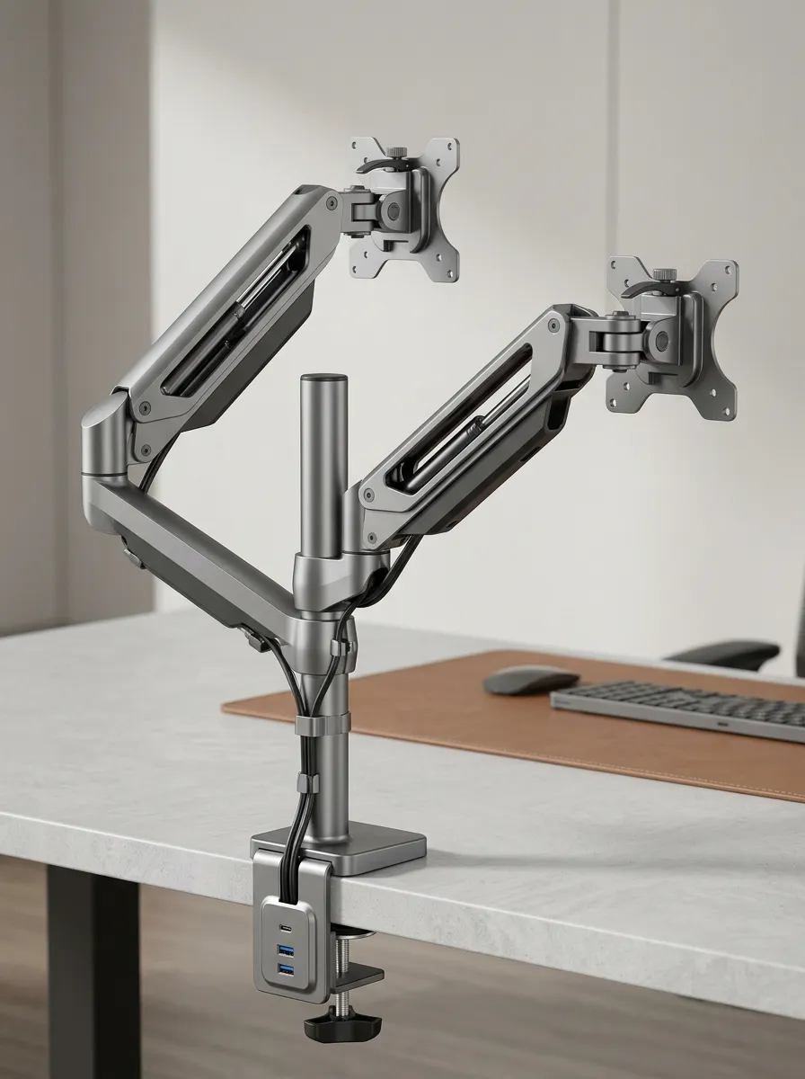 Dual Monitor Aluminum Desk Mount