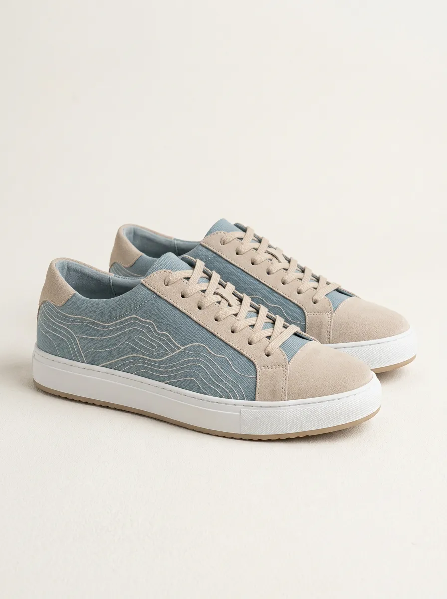 Unisex Nature Lover Topographic Map Printed Casual Shoes