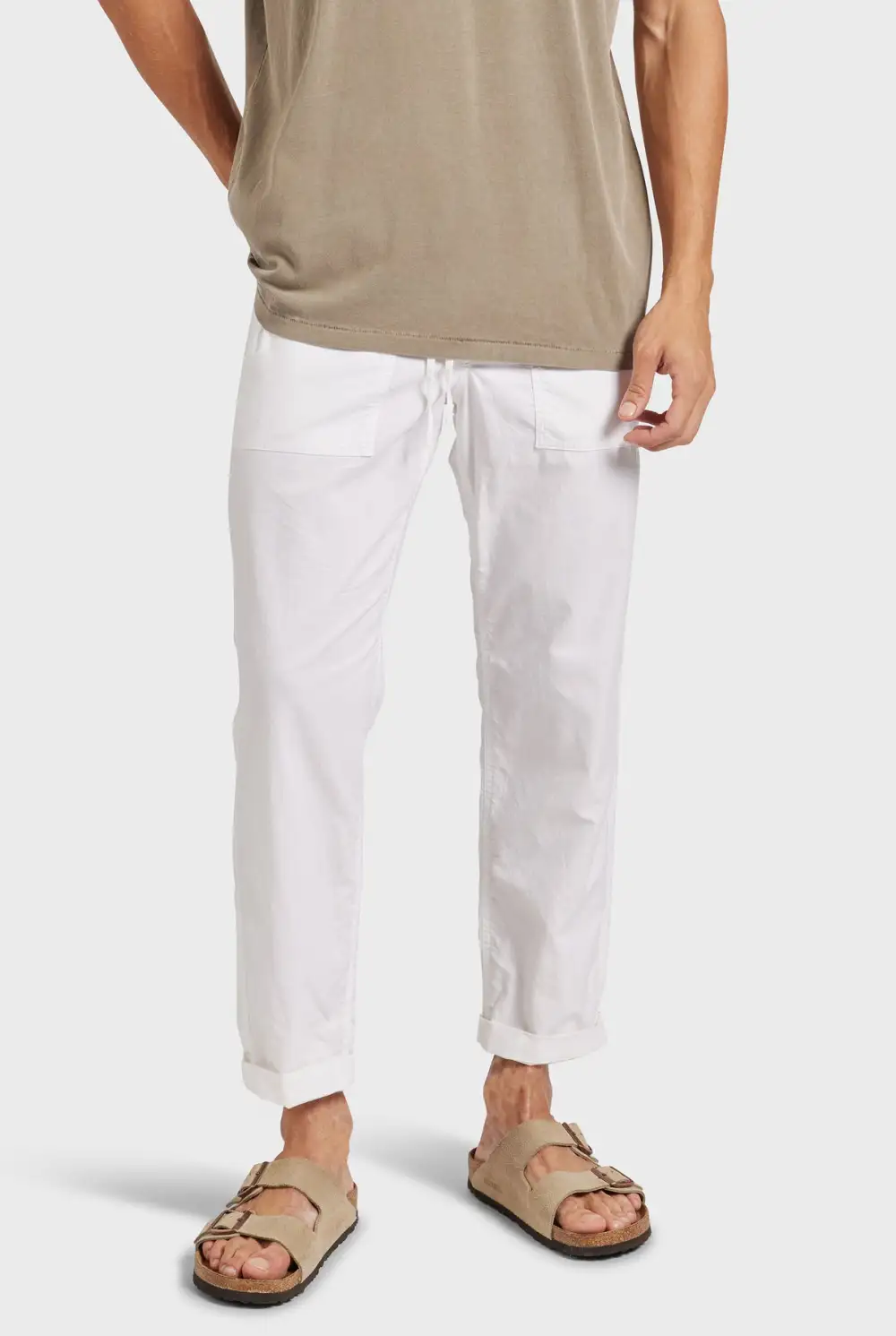 Relaxed Tapered Fit Linen Blend Casual Pants