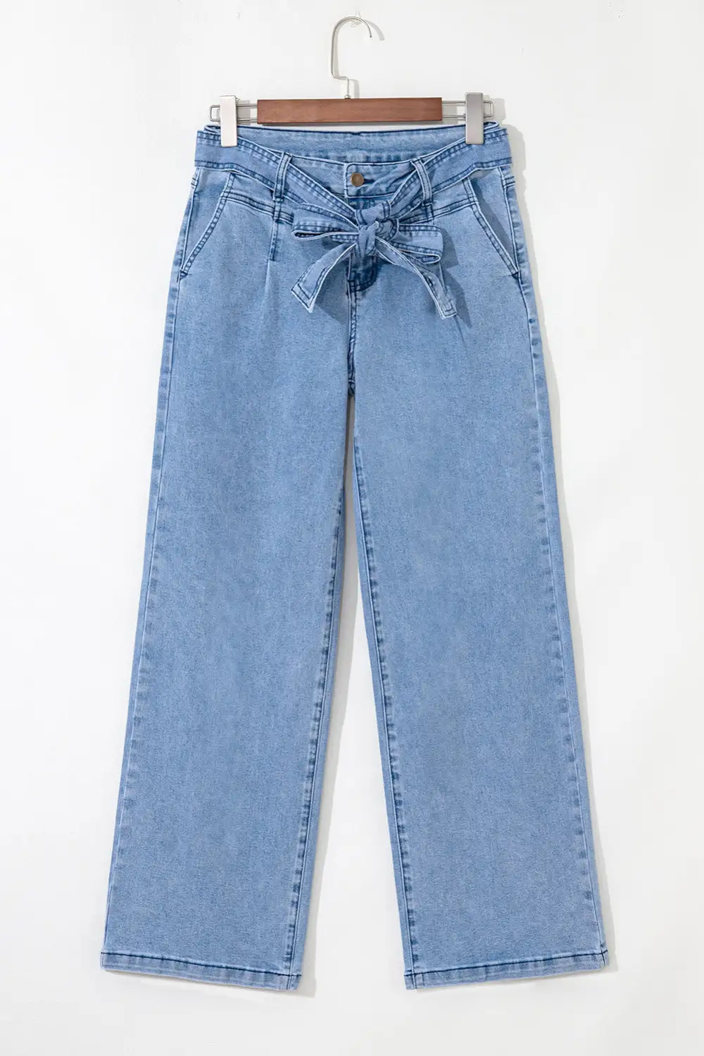 Western Bow Knot Sash Wide Leg Jeans