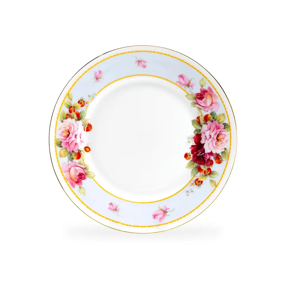 Peony Strawberry Bone China Dessert Plate