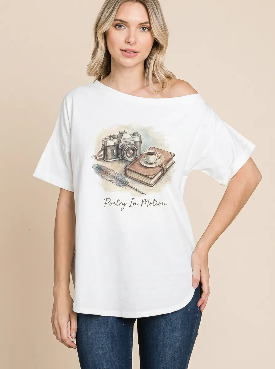 Women's Writer Photographer Poetry In Motion Printed T-shirt