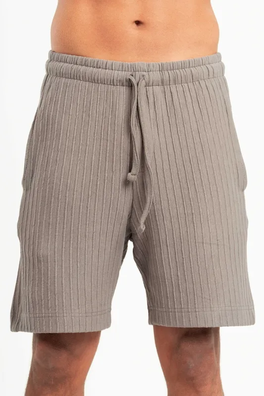 Grey Clean Textured Pull On Shorts