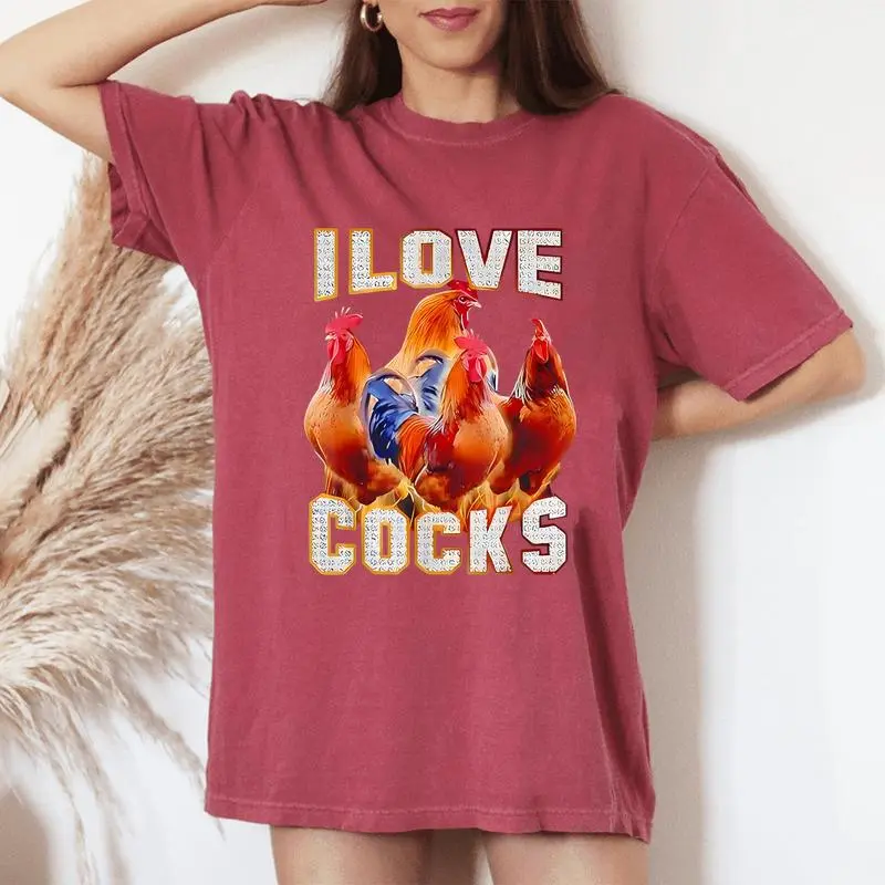 Chicken I Love Cocks Women's Oversized Comfort T-Shirt