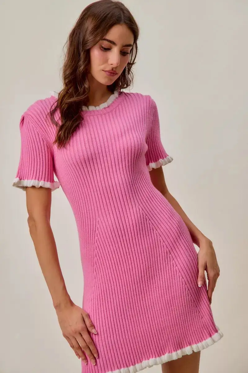 Ruffled Knit Mini Dress