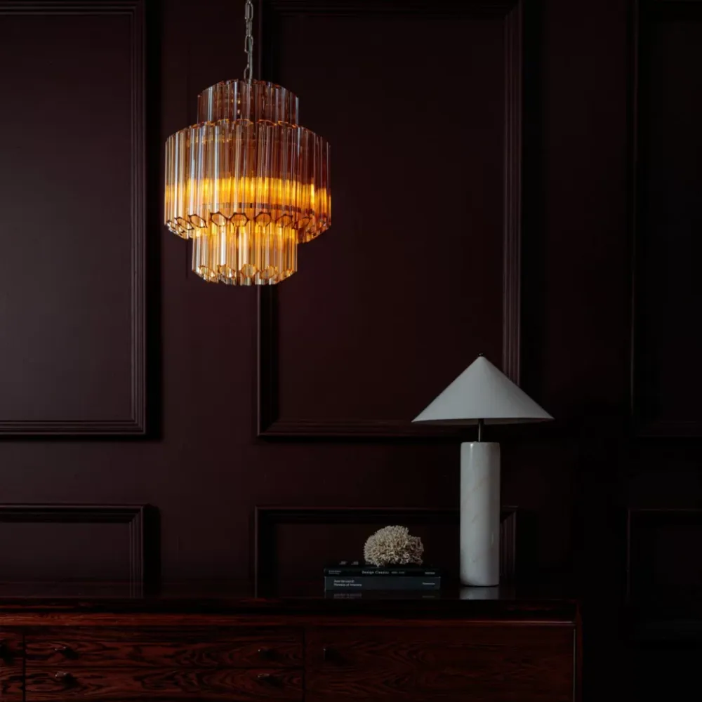 Hexagonal Glass Tube Chandelier
