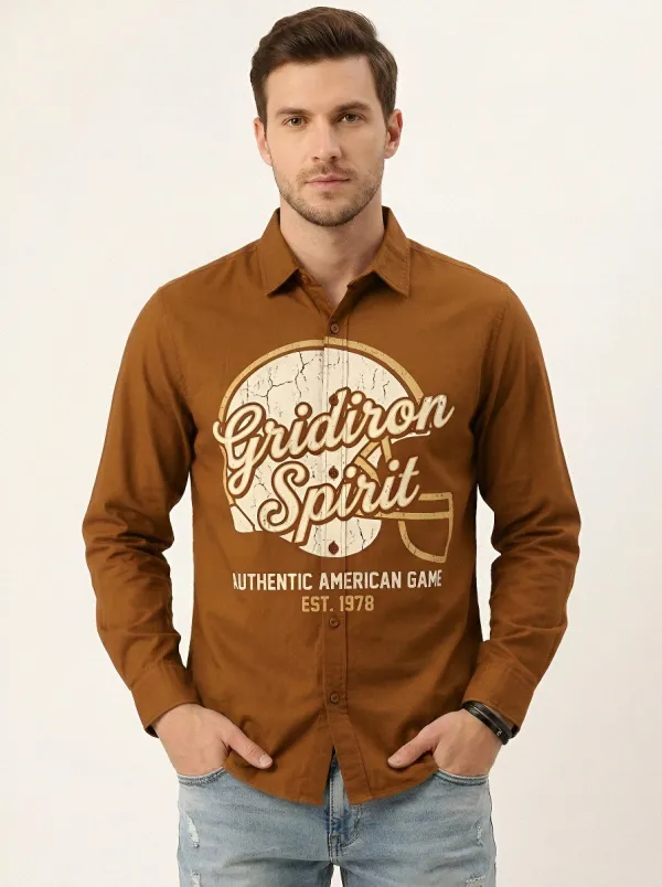 Men's American Football Gridiron Spirit Helmet Printed Shirt