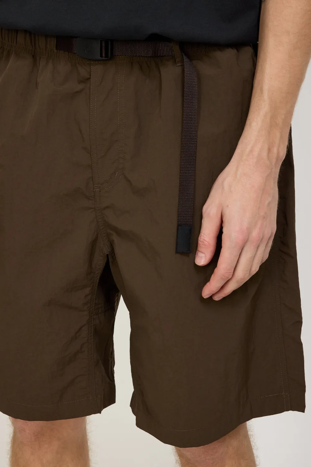 Deep Brown Nylon Loose Fit Shorts