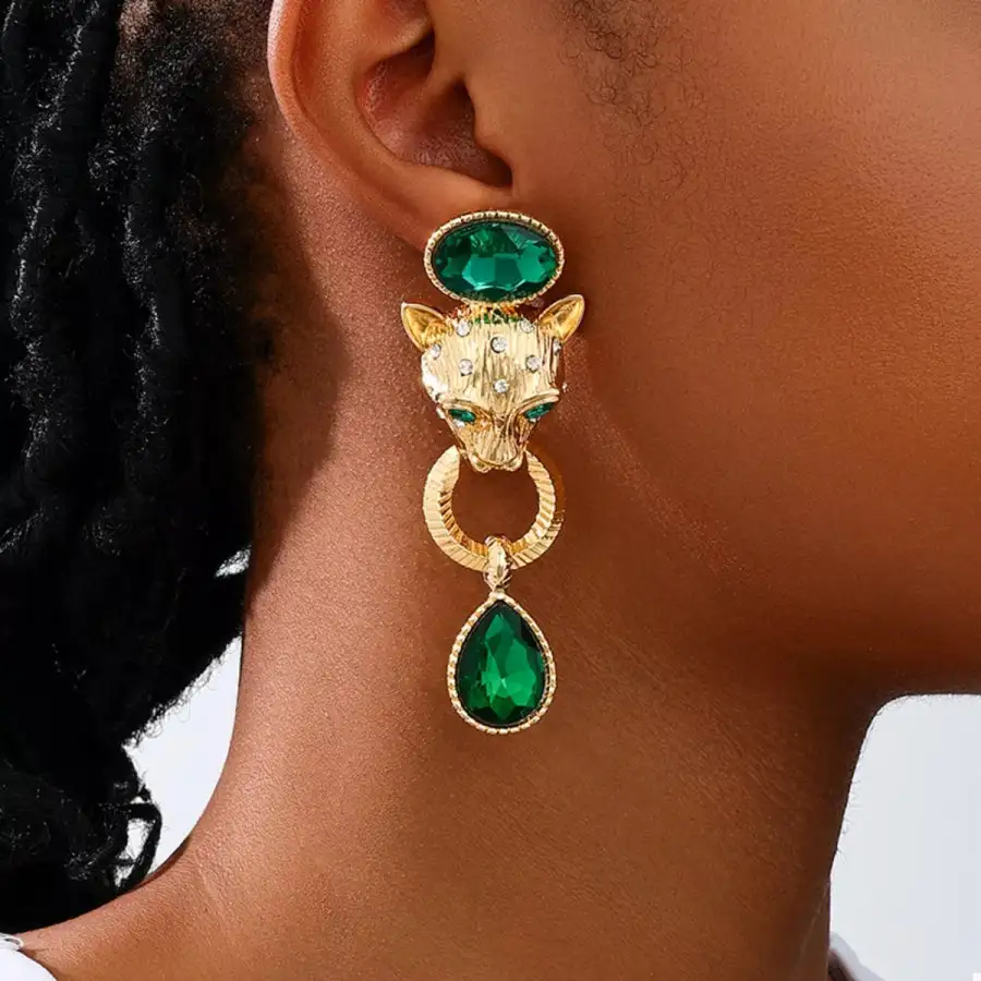 K Gold Plated Leopard Teardrop Earrings