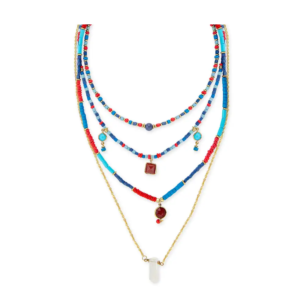 Textured Beaded Pendant Necklace