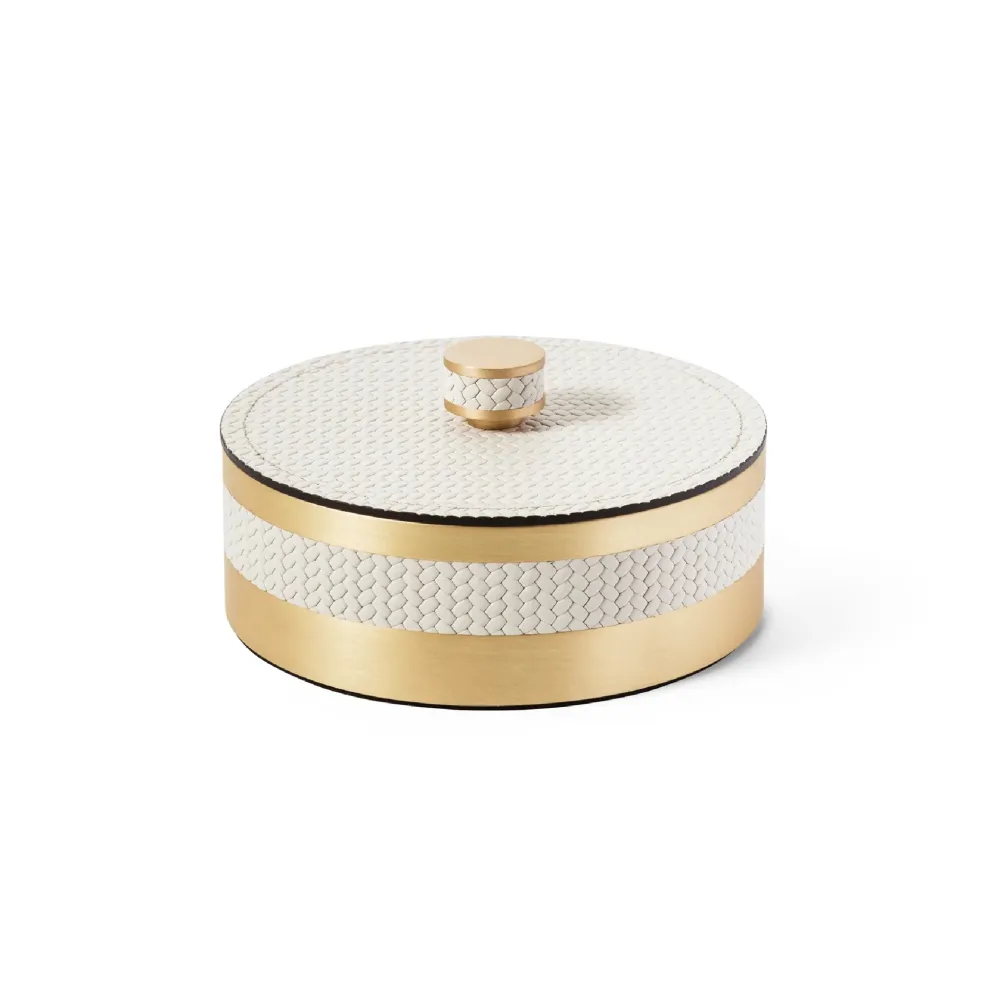 Round Woven Leather Box