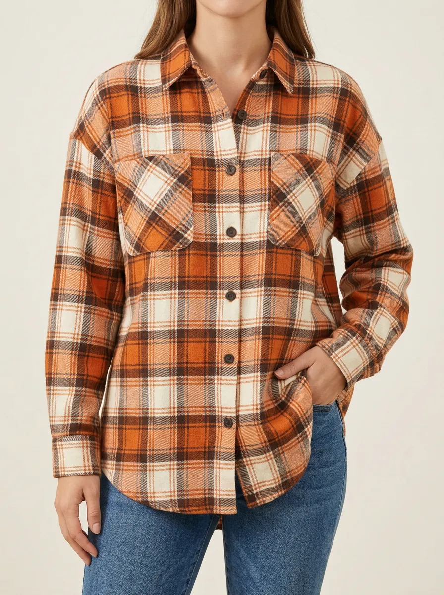 Scenic Printed Plaid Plaid Long-Sleeve Shirt