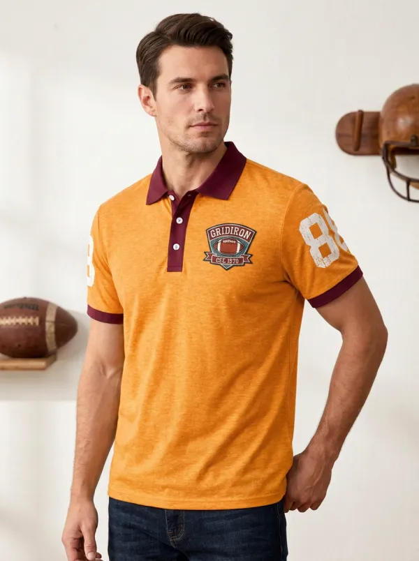 Men's Gridiron Striped Polo Shirt
