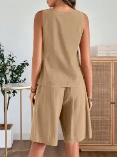 Round-Neck Shorts Matching Set
