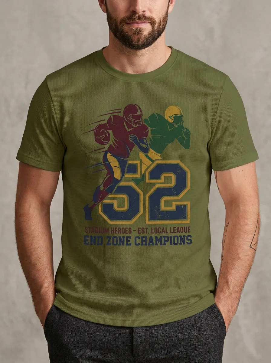 Men's Relaxed Football Ball Crew Neck Graphic T-Shirt