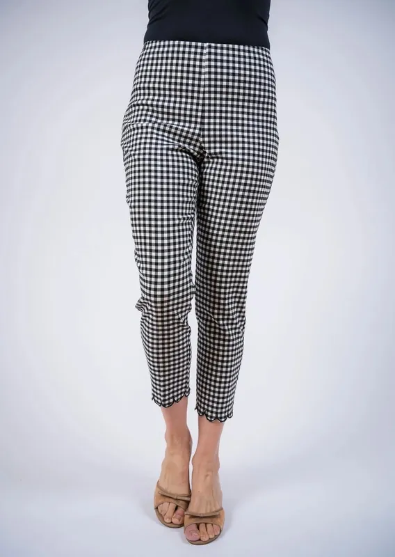 Cotton Gingham Pull-On Slim Fit Pants