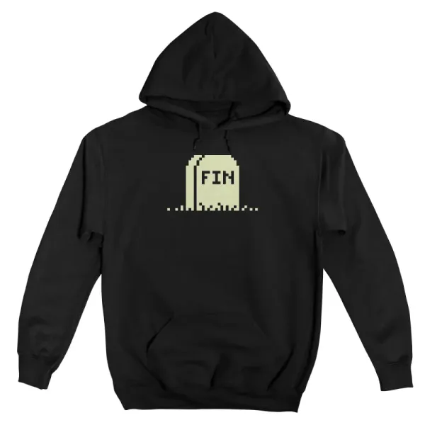 Men's Simple Pixel Print Long-Sleeved Hooded Hoodie