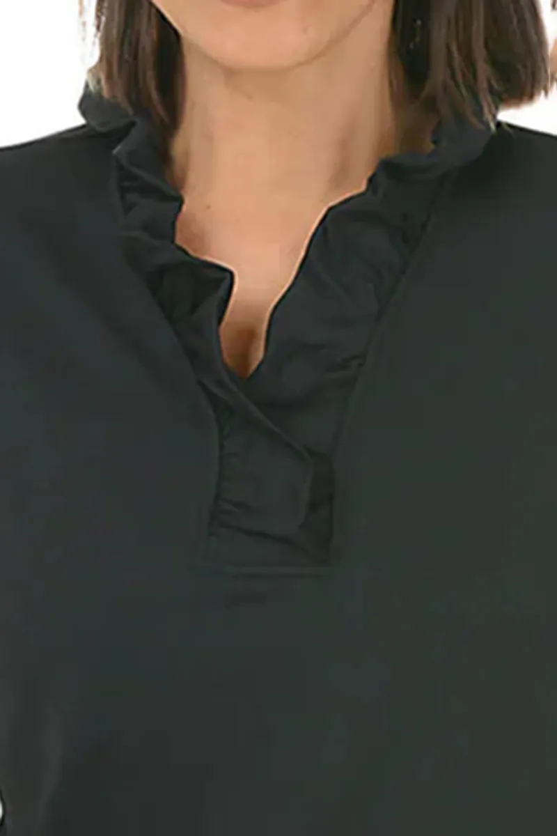 Daily Solid Ruffle Neck Top