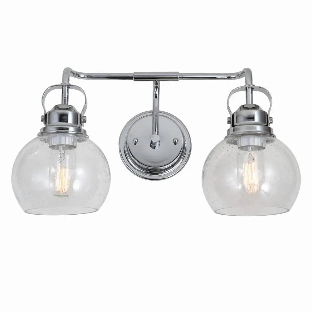 Dual-Light Metal Bubbled Glass Vanity Light