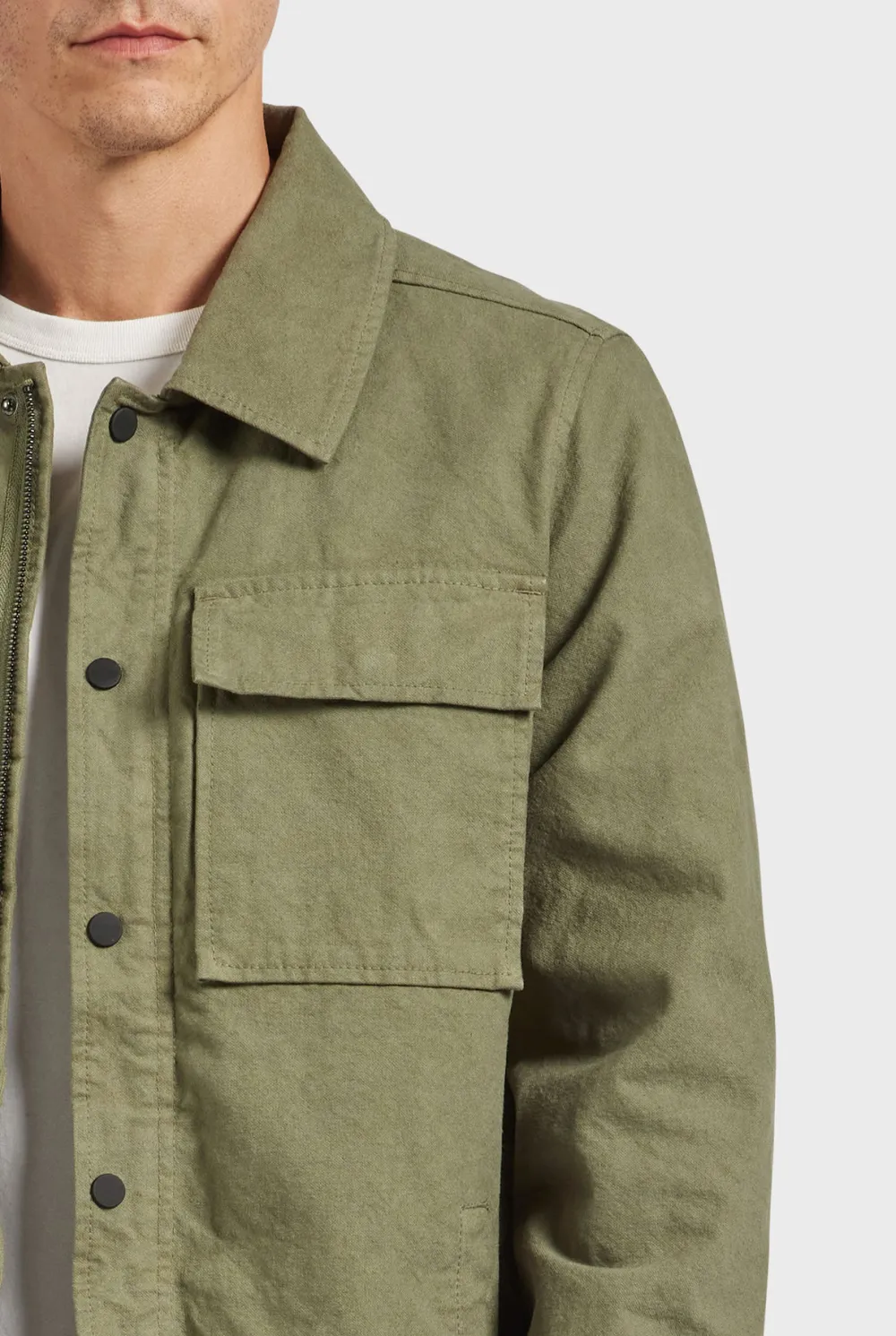Textured Cotton Casual Utility Shirt Jacket