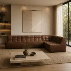 Minimal Modular Leather Sofa