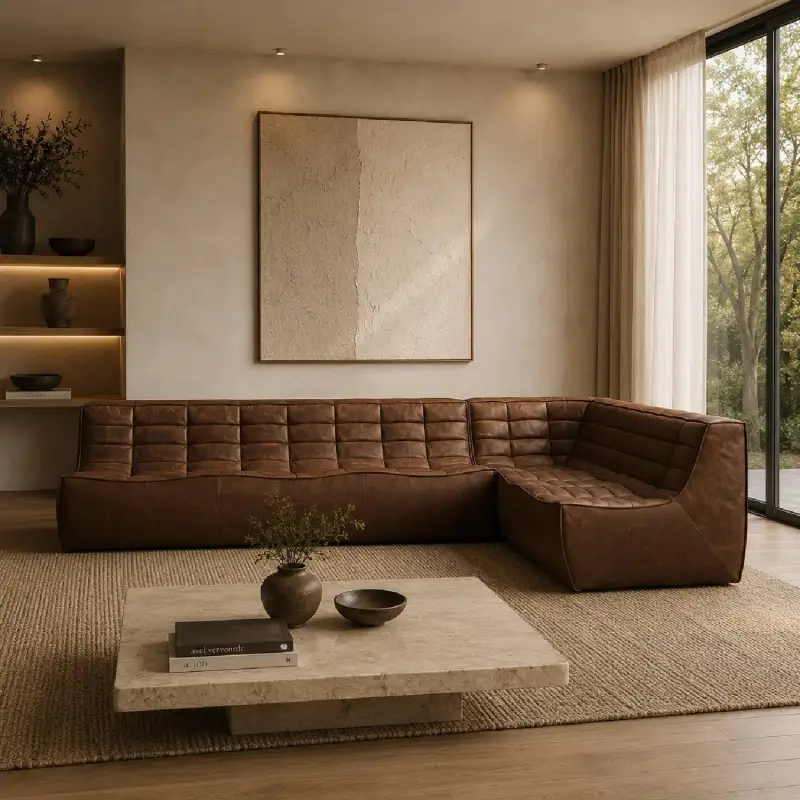 Minimal Modular Leather Sofa