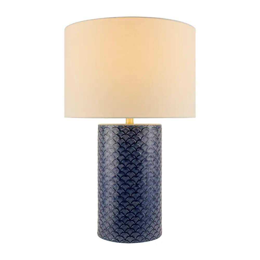 Painted Linen Shade Ceramic Iron Table Lamp