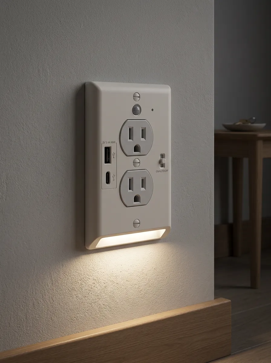 Slim-Bezel USB Sensor Night Light Printed LED Outlet Cover