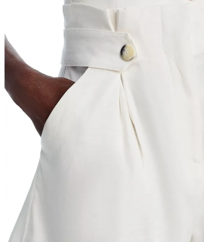 Linen Blend Pocket Zip Fly Shorts