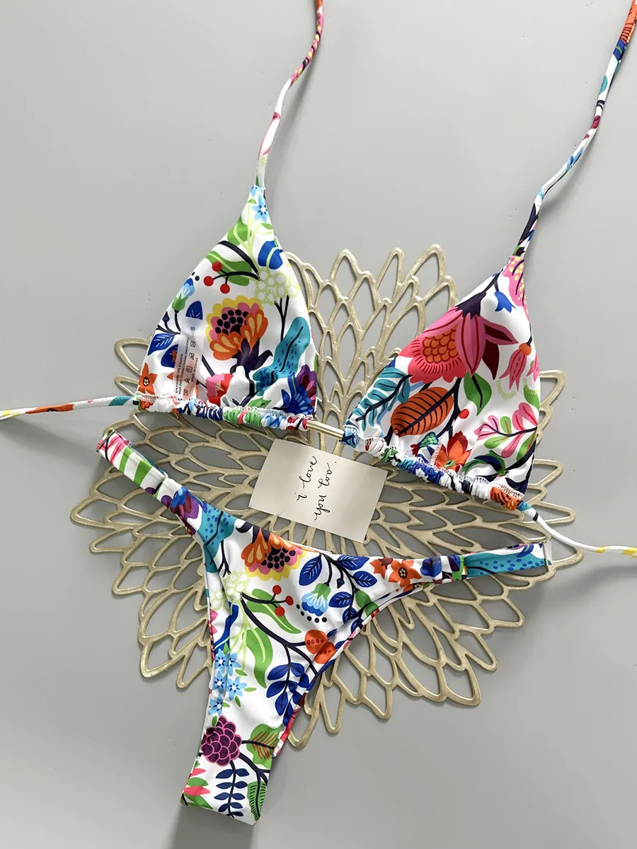 Evangeline Multi-Color Printed Strappy Bikini Two Piece Set