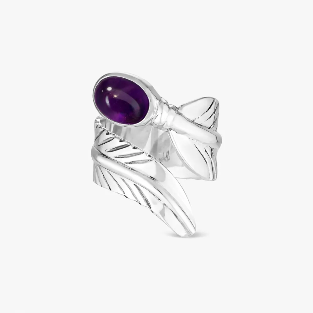 Amethyst Feather Wrap Ring