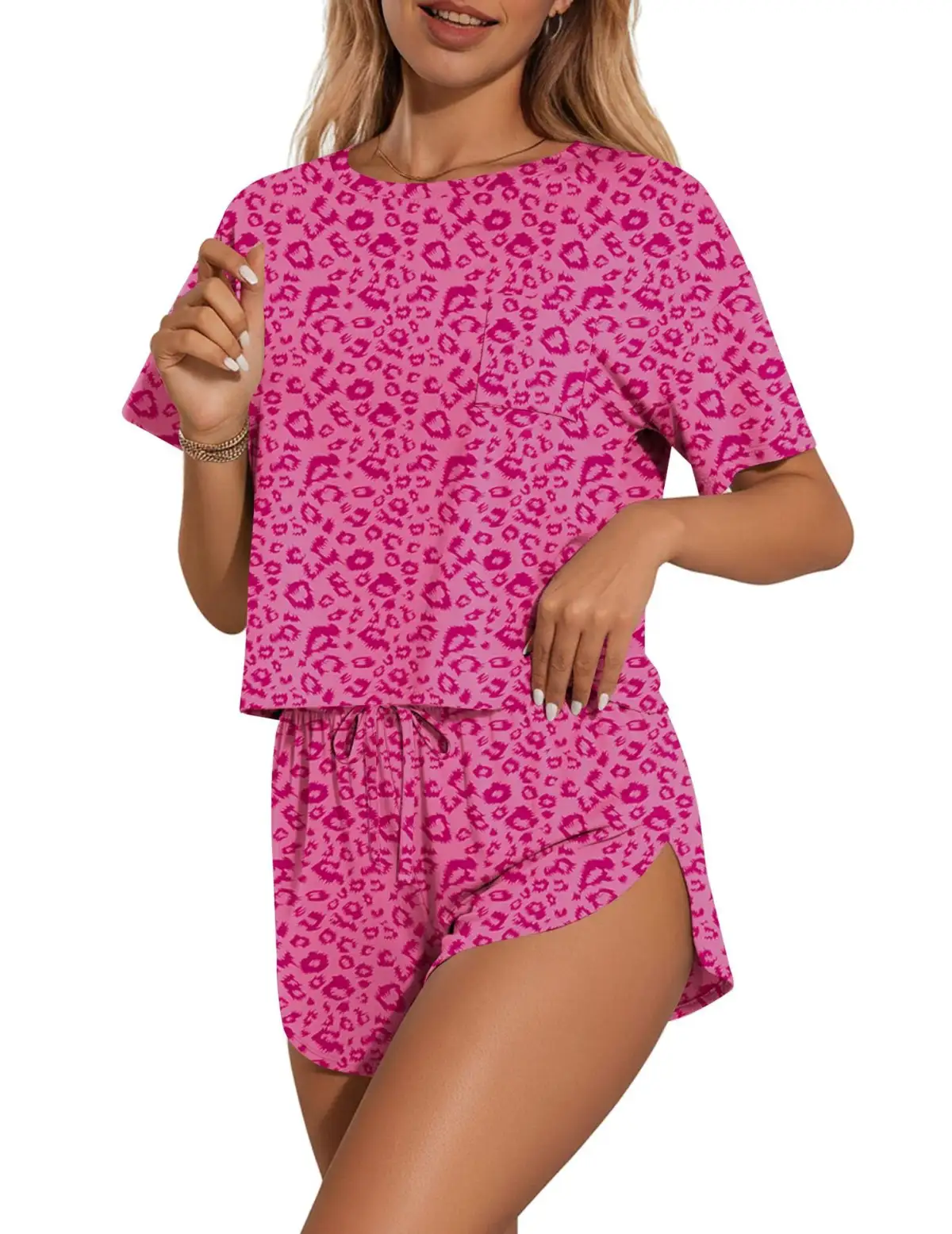 Refined Drawstring Tee and Shorts Matching Set