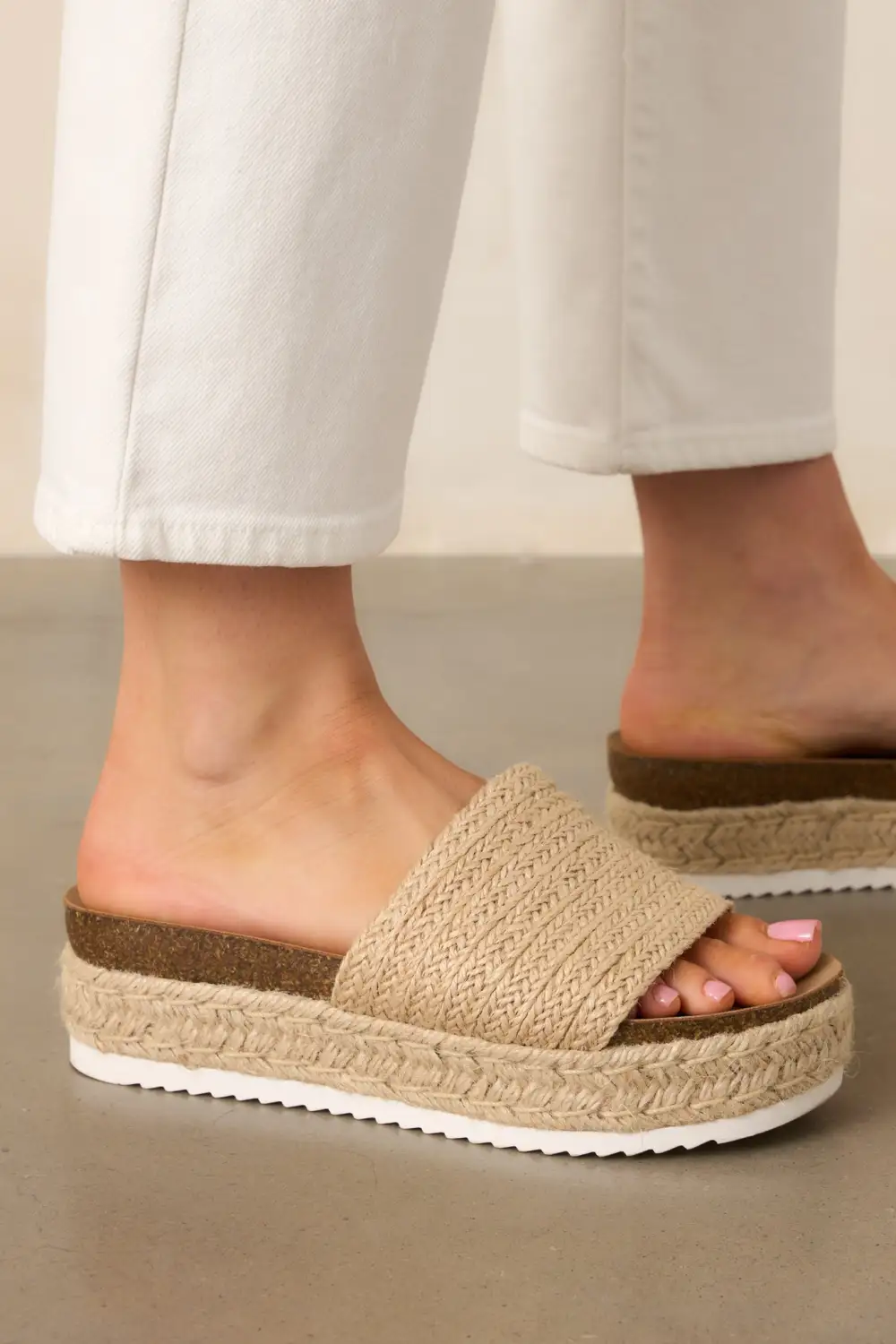 Two-Tone Woven Platform Sandals