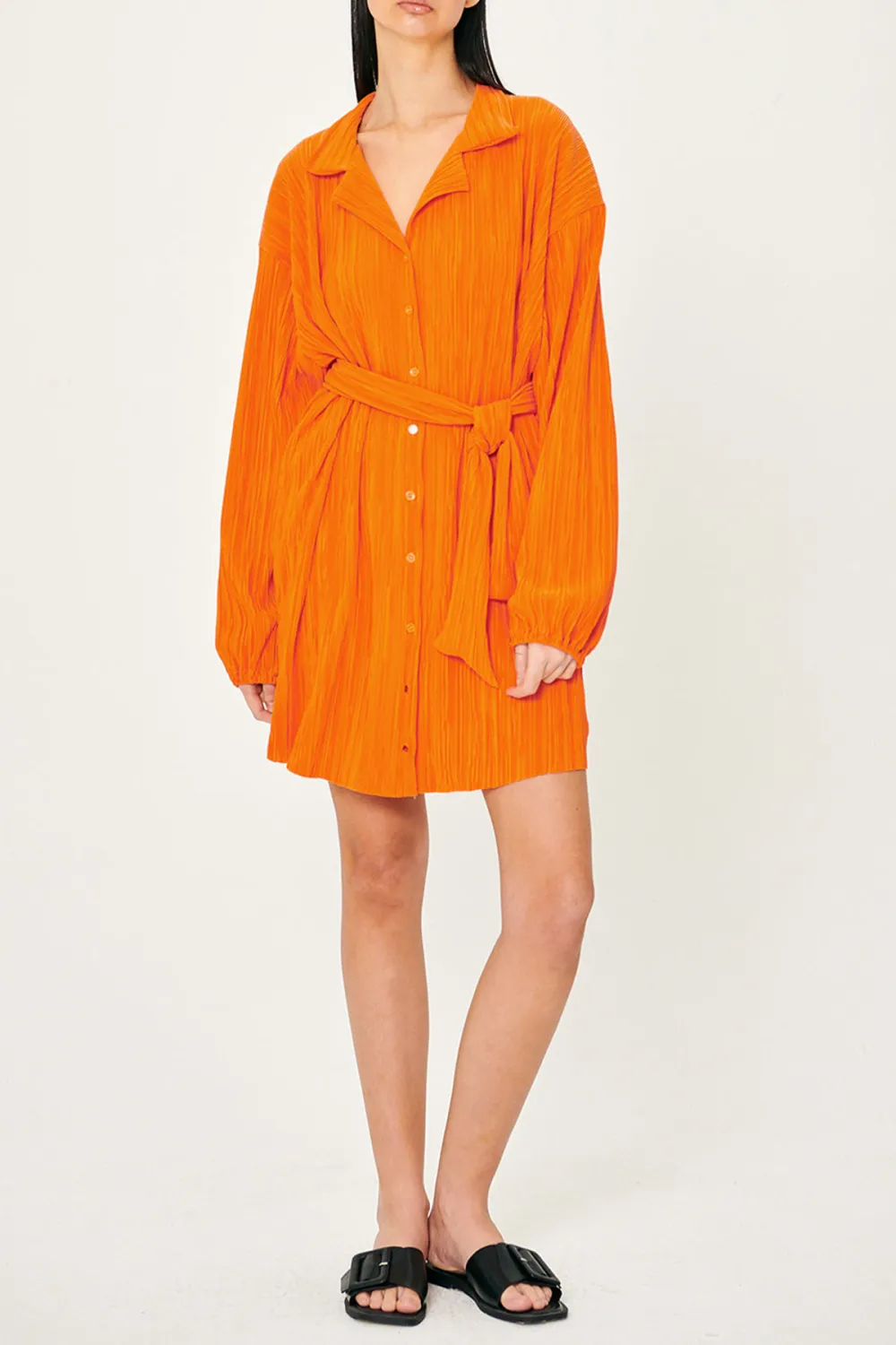 Plisse Shirt Dress