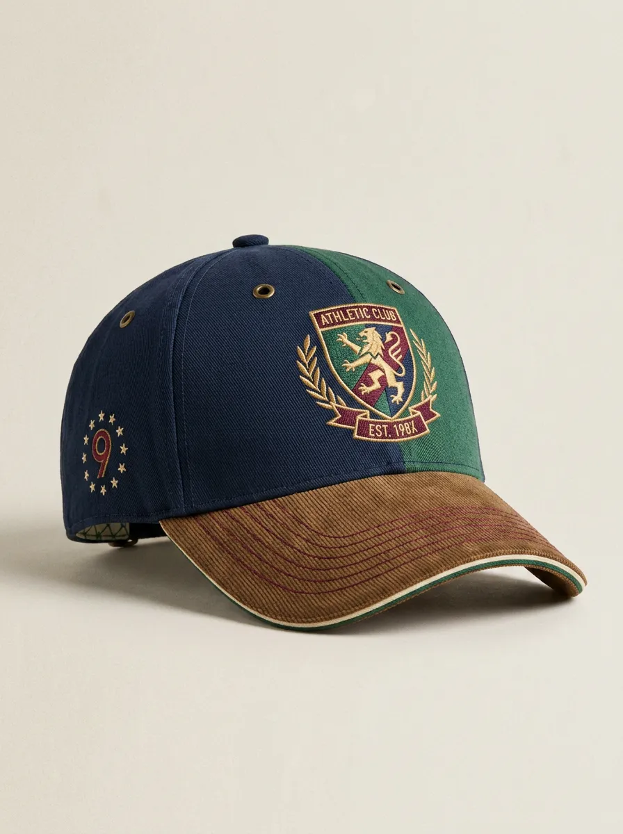 Unisex Athletic Club Lion Crest Embroidered Corduroy Cap