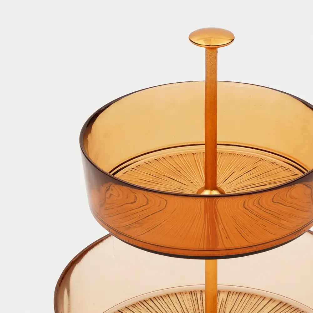 Amber Glass Tiered Cookie Stand