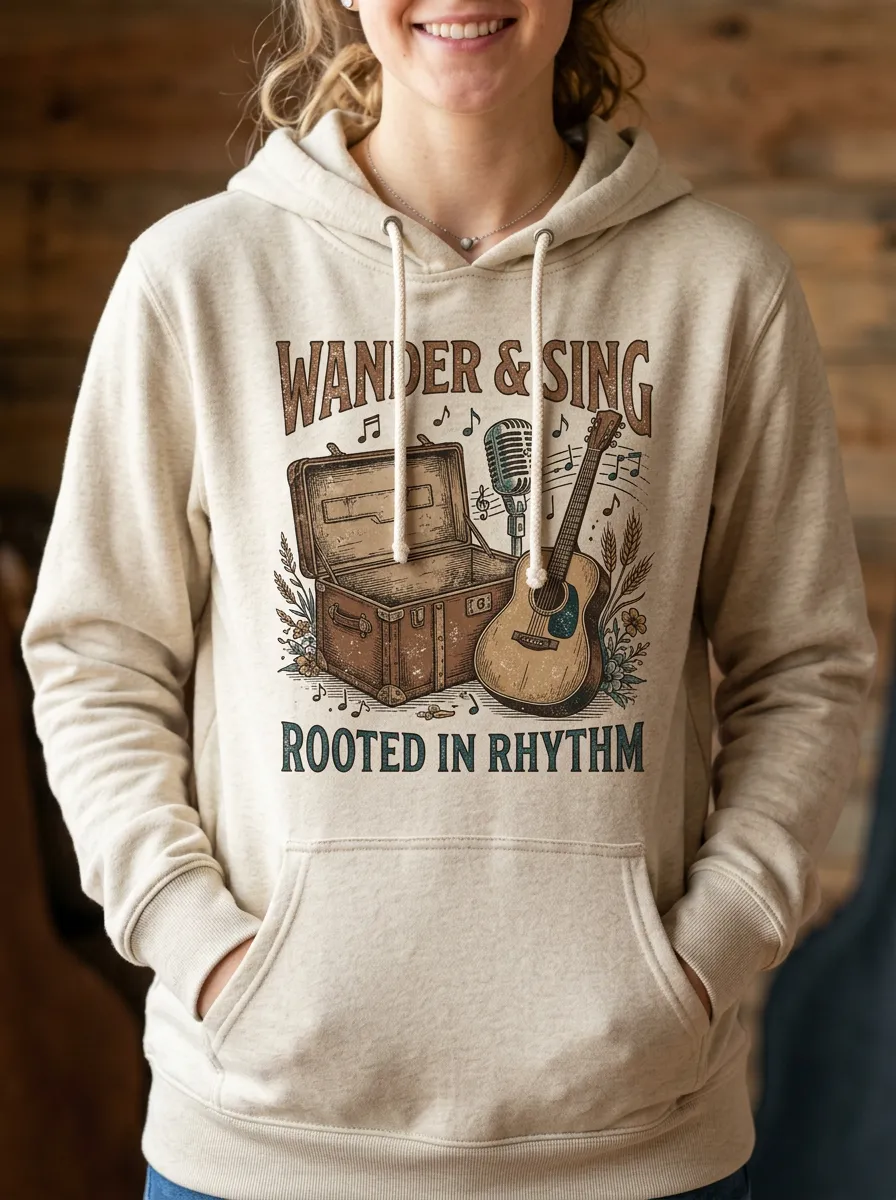 Guitar Microphone Women's Country Music Pullover Hoodie