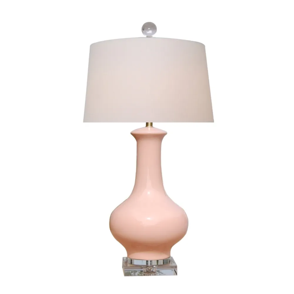 Gourd-Form Porcelain Drum-Shade Lamp
