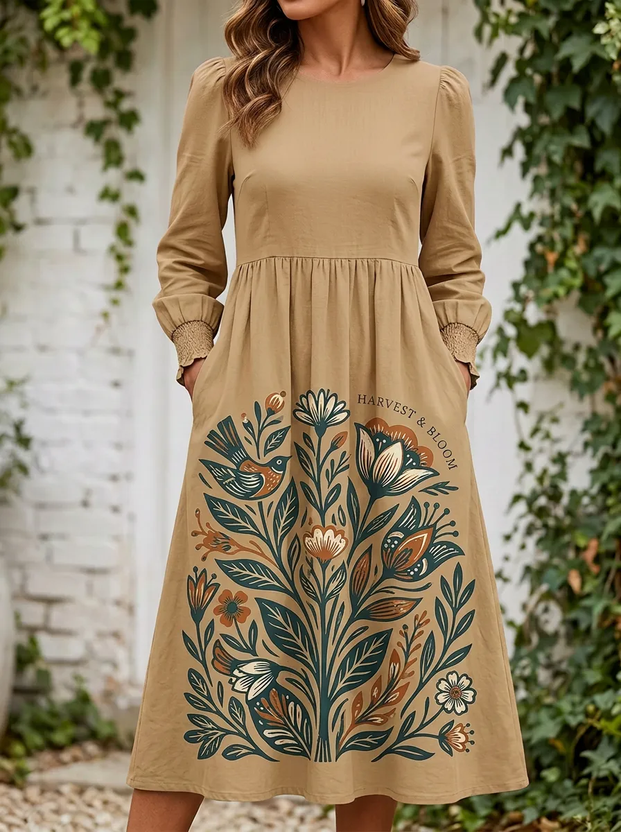 Harvest And Bloom Bird Floral Dress