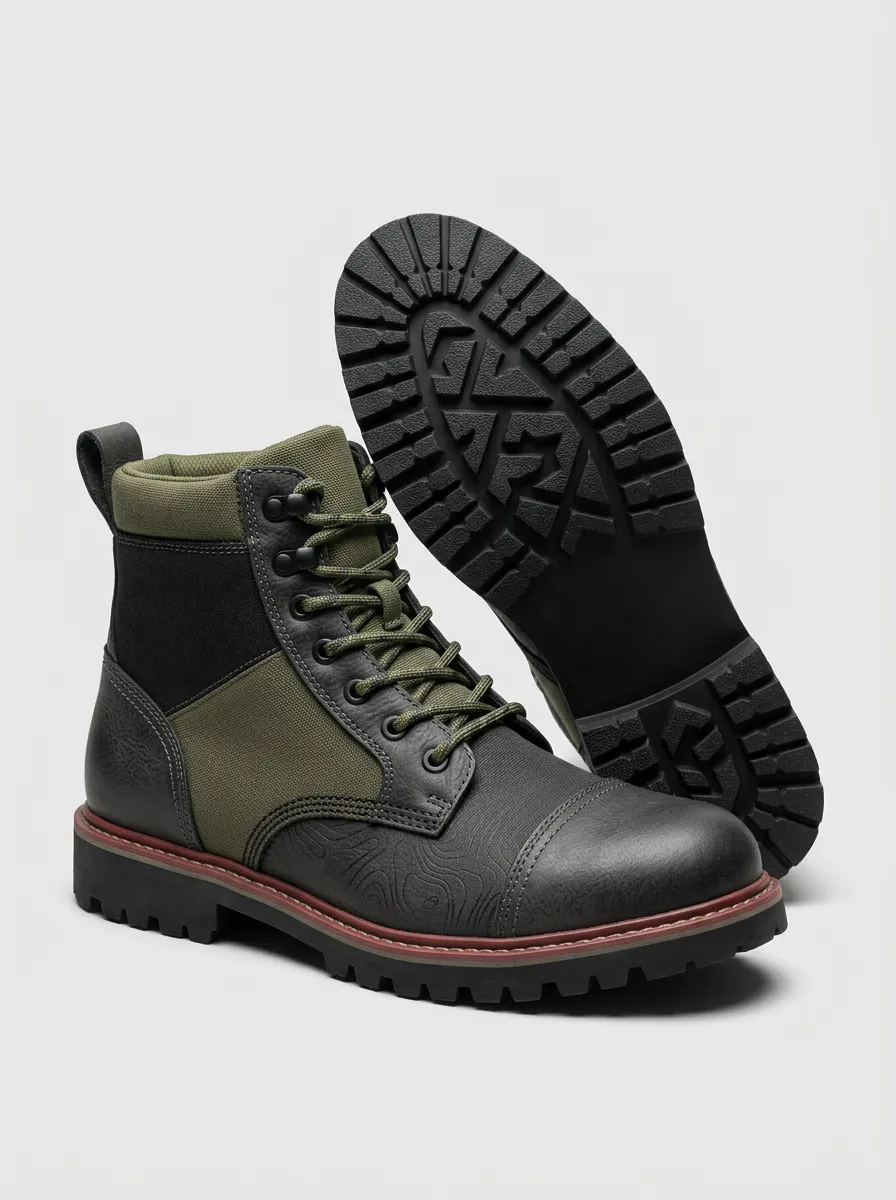 Unisex Everyday Outdoor Adventure Topographic Print Work Boots